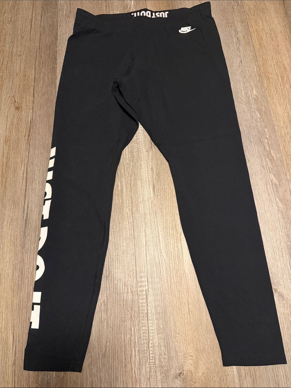 Nike Black Leggings with White Logo Print